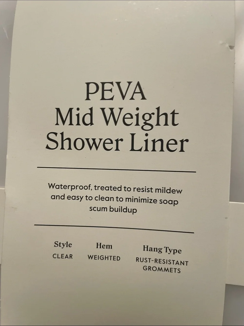 NWT THRESHOLD Clear Shower Liner Shower Curtain